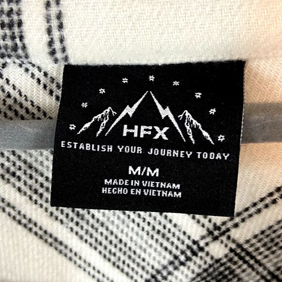 HFX Jacket Shacket Womens Medium White Black Plaid Snap Button Up Pockets Wool‎ - Picture 4 of 7
